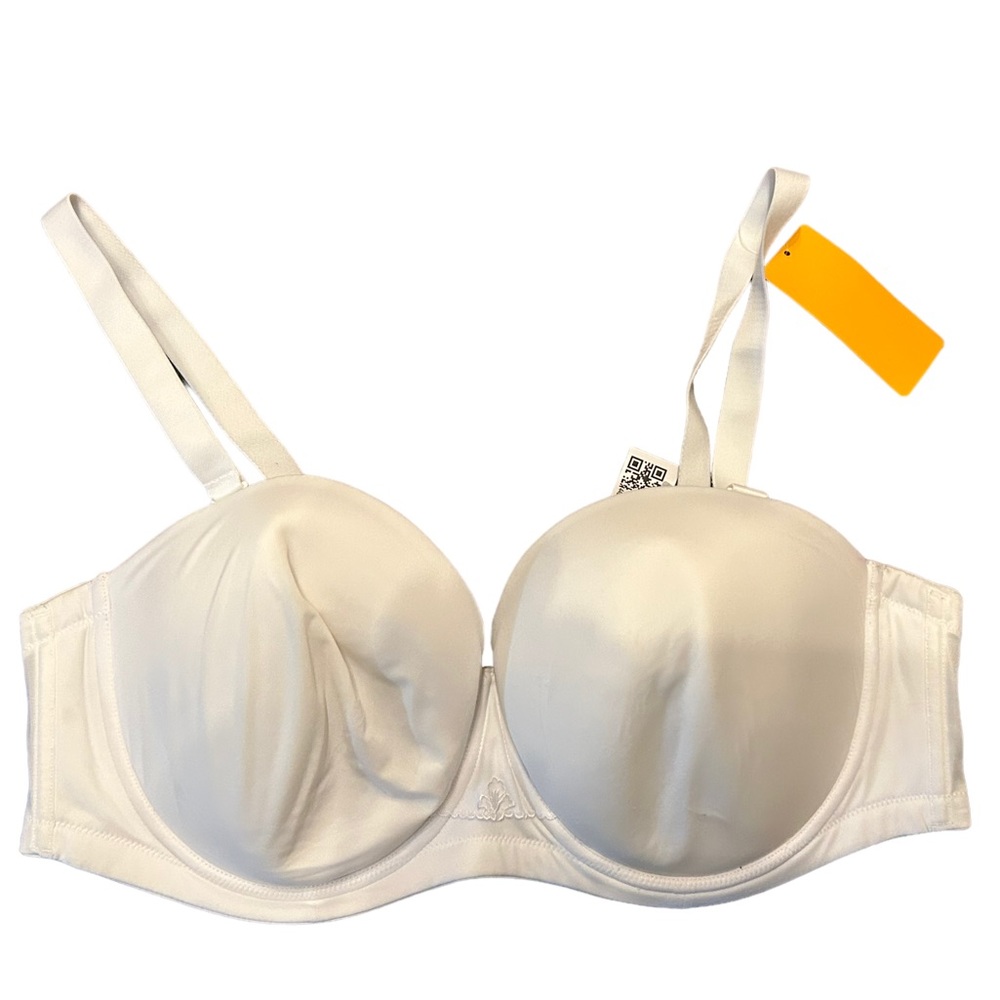 WINGSLOVE plus size White 44D underwire bra detachable straps strapless NWT
